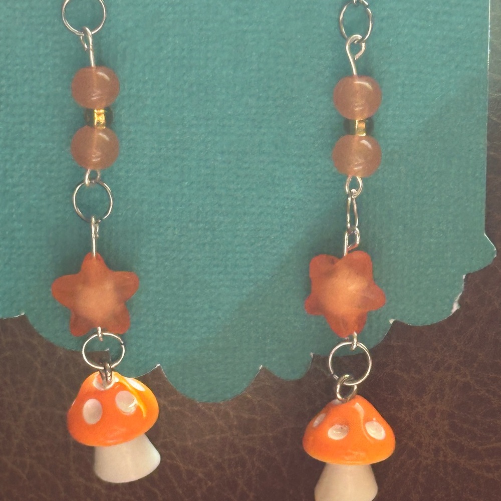 Charming Orange Mushroom Earrings